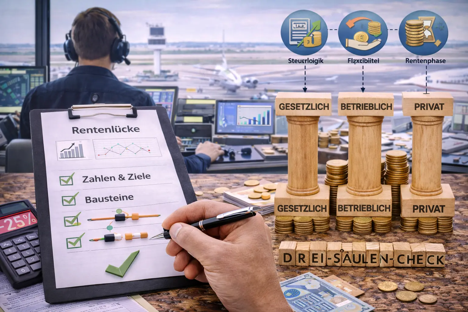 drei Säulen-Check Fluglotsen persönlich