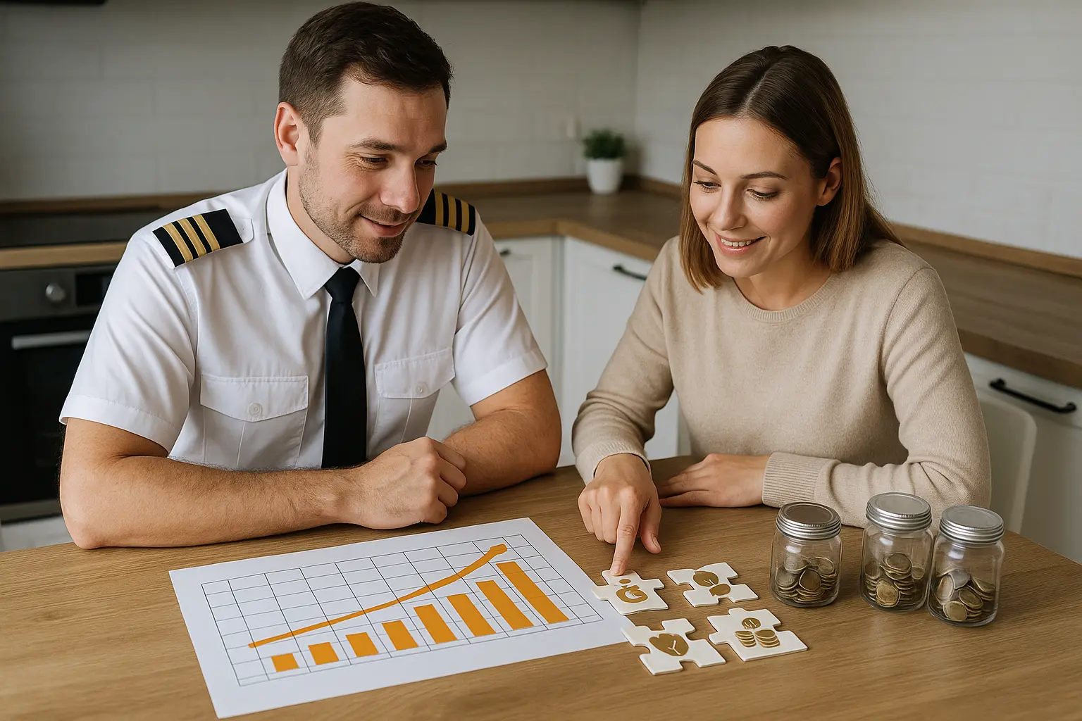 Pilot und Fluglotse Monatsrente Kkombination der Einkommensquellen für Flugberufe